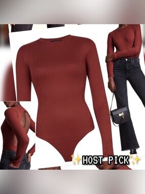 🆕 AllSaints Molly Cutout Back Bodysuit Rust Red | Size 4 | NWT | Minimalist Chic